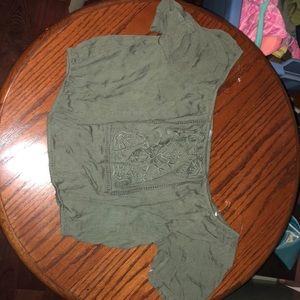 Green fashion crop top